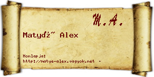 Matyé Alex névjegykártya